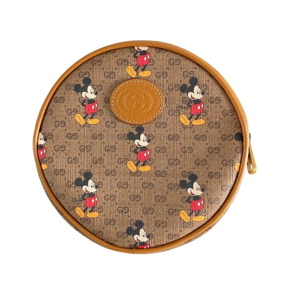GUCCI X DISNEY Mini Vintage GG Supreme Monogram Mickey Mouse Round Backpack Sun - Picture 1 of 9